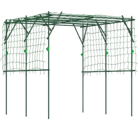 Outsunny Rankgitter aus Stahl rostfrei Rankhilfe mit Dreieckig Stützdesign 223x223x223 cm Rosenbogen für Kletterpflanzen Garten Spalier für Zimmerpflanzen Pflanzenspalier für Gemüse Blumen Grün