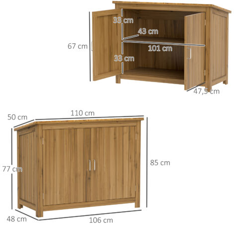 Outsunny Gartenschrank Holz 60x60x160cm | Wetterfest Gerätehaus Mit Regalen