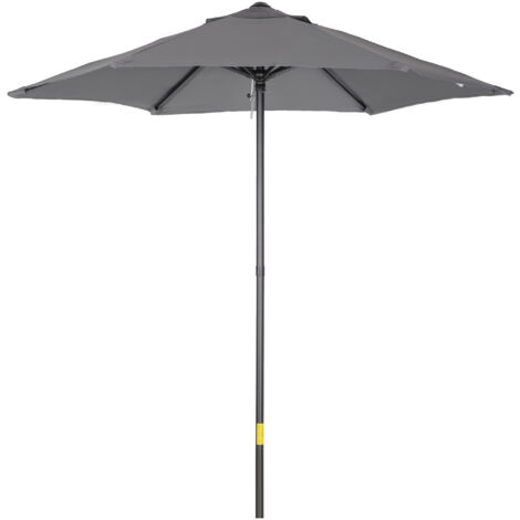 Outsunny Sonnenschirm Ø196 cm, sechseckig Balkonschirm Strandschirm windfest stabil Marktschirm Kurbelschirm Sonnenschutz für Strand Balkon Garten, Dunkelgrau