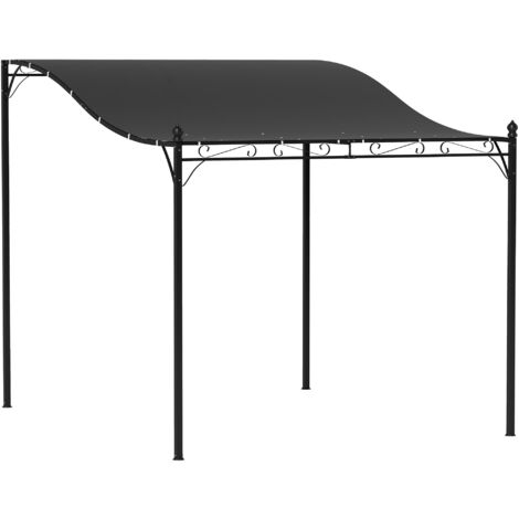 Outsunny Anbaupavillon Pergola mit Dach, Wasserabweisend Pavillon Vordach, freistehend Gartenpavillon Terrassenpavillon Überdachung Sonnenschutz für Terrasse Garten ca. 2,5x3x2,5 m Dunkelgrau