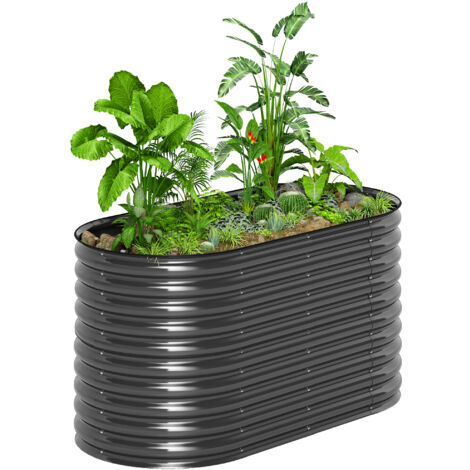 Outsunny Hochbeet aus Stahl, Pflanzbeet Frühbeet Gartenbeet stapelbar Blumenkasten steckbar Pflanzkasten 160x80x80cm Gemüsebeet für Garten Balkon Terrasse, Pflanzkübel für Blumen, Pflanzen