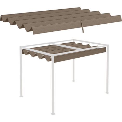 Outsunny Ersatzdach für 2,85 x 2 m Pergola, wasserabweisend einziehbar Welle Überdachung mit Regenabflusslöchern, UV-Schutz 30+, NUR Schattenabdeckung 286 x 245 cm, Kaffee