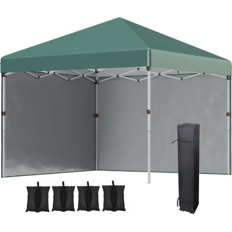 Outsunny Pavillon ca.3x3m, wasserabweisend Stabil Winterfest Pop-up Faltpavillon mit 2 Seitenwänden, UV Schutz 30+, Faltbar Partyzelt Gartenzelt mit Tasche, Gartenpavillon für Camping, Grün (1/5)