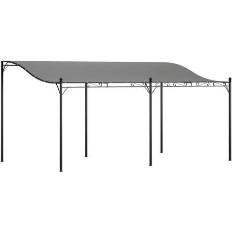 Outsunny Anbaupavillon Pergola mit Dach, Wasserabweisend Pavillon Vordach, freistehend Gartenpavillon Terrassenpavillon Überdachung Sonnenschutz für Terrasse Garten ca. 3x5x2,5 m Dunkelgrau