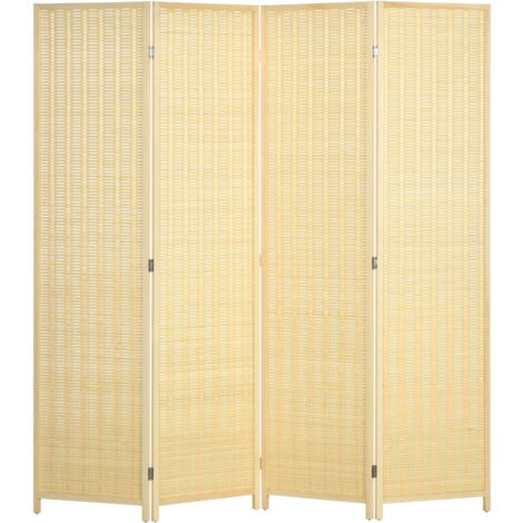 HOMCOM Paravent 4-teilig 180 x 180 cm Raumteiler Trennwand aus Bambus,  Faltbar Sichtschutz Stellwand Raumtrenner fr Wohnzimmer Natur