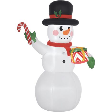 Outsunny Aufblasbar Weihnachtsdeko, 1,8 m Schneemann mit LED-Beleuchtung, Gartendeko, Selbstaufblasende Weihnachtsbeleuchtung für Innen- und Außenbereich (1/5)