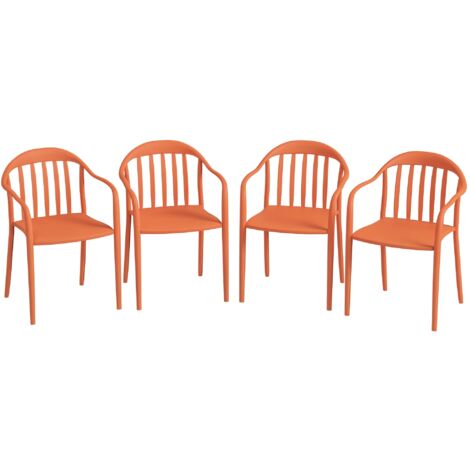 Outsunny Gartenstuhl 4er Set wetterfest Gartenstühle aus Kunststoff Stapelstuhl mit Armlehne Rückenlehne stapelbar Terrassenstuhl bis 120 kg belastbar Gartenmöbel für Hinterhof, Garten, Balkon Rot