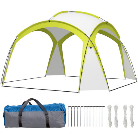 Outsunny Event Shelter 3,5 x 3,5m Pavillon mit Haken Tür, Regenschutz mit Stabilen Stahlstangen, Gartenpavillon mit UV- Schutz, Partyzelt Sonnenschutz für Camping, Garten Festivals Grün (1/5)