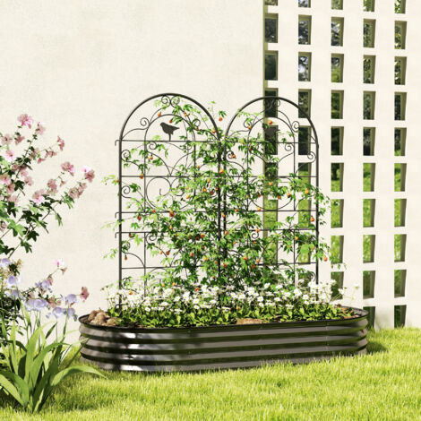 Produktbild von Rankgitter Metall Set - 2 Rostfreie Rankhilfen Für Kletterpflanzen 195x50cm