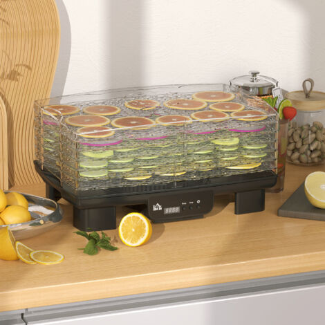 Déshydrateur Alimentaire HOMCOM 6 Clayettes 550W 40-70°C Minuterie 48h - Noir