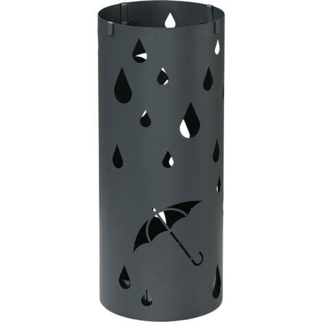 HOMCOM Schirmständer Regenschirmständer mit 4 Haken und abnehmbarer Tropfschale Schirmhalter für Gehstöcke & Regenschirme Stahl Ø17 x 41 cm Dunkelgrau