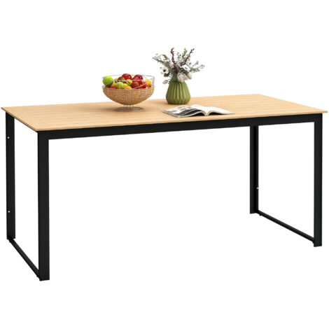 Outsunny Gartentisch für 6 Personen 160 x 80 cm Wetterfest Balkontisch mit Holzoptik Lamellendesign, Buffettisch Metall Campingtisch Terrassentisch Outdoor Esstisch für Garten, Terrasse Balkon Teak