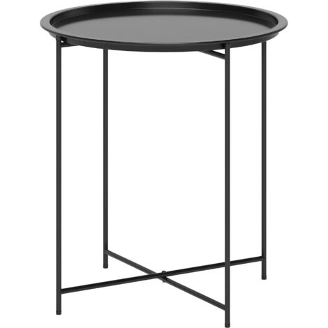 Outsunny Beistelltisch klappbar Gartentisch Ø46 x 50 cm Rund wetterfest Balkontisch mit klappbar Tischbeine Campingtisch Klapptisch Kaffeetisch für Wohnzimmer Büro Outdoor Indoor Schwarz (1/5)