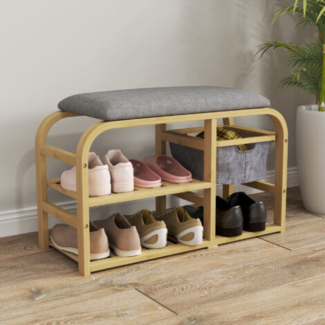 Bambus Garderobenbank Mit Schuhregal – Platzsparende Sitzbank Für Flur, Schlafzimmer, Wohnzimmer