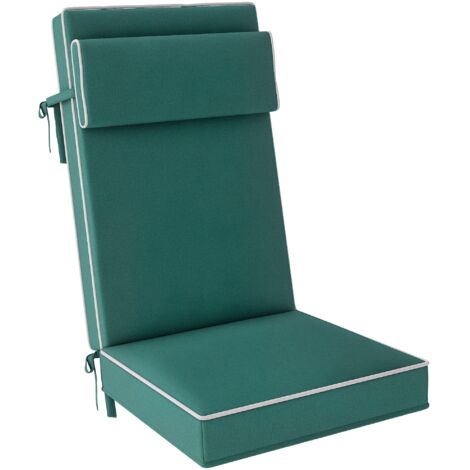 Outsunny Sitzkissen 120 x 47 x 9,5 cm wasserabweisend Stuhlkissen mit Bändern, Kopfstütze, UPF50+ Outdoor Indoor Sitzauflage, Sitzpolster für Klappstuhl, Essstuhl, Grün (1/5)