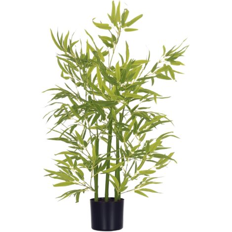 HOMCOM Knstlicher Bambus gro 90 cm Kunstpflanze, Plastik Bambus Knstliche  Pflanzen wie echt, Kunstbambus im Topf Deko fr Wohnzimmer, Schlafzimmer,  Garten