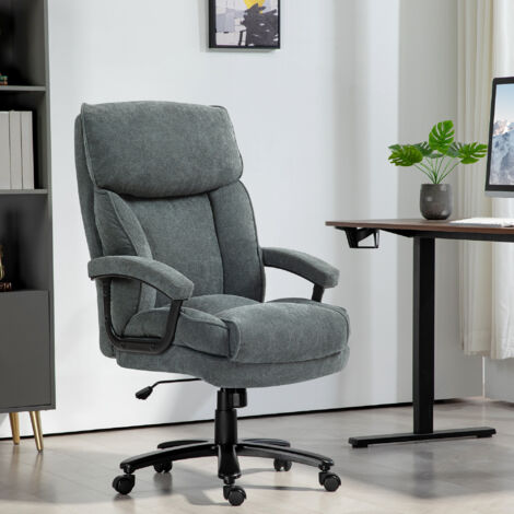 HOMCOM Bürostuhl Ergonomisch Chefsessel Mit Hoher Rückenlehne, Wippfunktion, Höhenverstellbar Schreibtischstuhl Bis 200 Kg Drehstuhl Mit Breitem Sitz