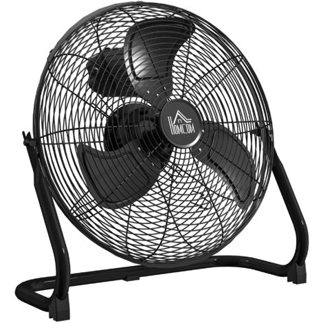 HOMCOM Windmaschine Retro Stil Tischventilator Elektrischer Ventilator mit 3 Geschwindigkeitsstufen, um 120° verstellbarer Winkel Bodenventilator für Zuhause, Büro, Schlafzimmer, Schwarz