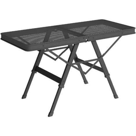 Outsunny Campingtisch höhenverstellbar Klapptisch mit Metallgitter Klappbar Gartentisch aus Aluminium leicht Multifunktionstisch Beistelltisch für Garten Balkon Camping 90 x 40,5cm Schwarz