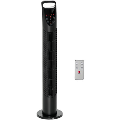 HOMCOM Turmventilator leise mit Fernbedienung, 78,5 cm Standventilator Ventilator mit 70° Oszillation, 3 Belüftungsstufen, 7,5H Timer, für Schlafzimmer, Schwarz