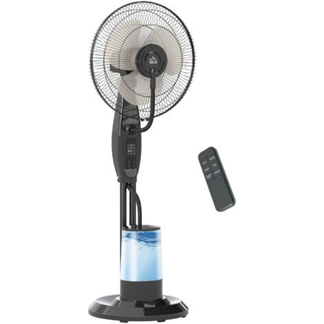 HOMCOM Ventilator mit Wasserkühlung, Standventilator mit Sprühnebel, Fernbedienung, Timerfunktion, 3,2L Wassertank, 3 Modi, 75 W, oszillierend Wasserventilator mit Rollen, 120 cm