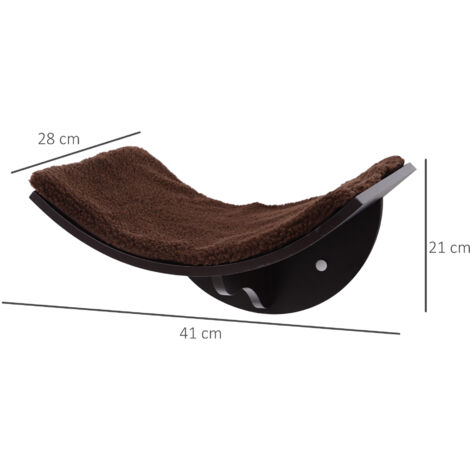 PawHut Katzenliege Katzen Wandliege Katzenbett Katzenregal Wandmontage Plüschauflage Braun 41 x 28 x 21 cm