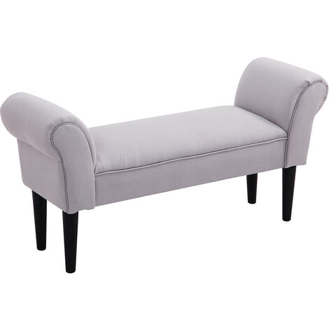 HOMCOM Sitzbank Polsterbank mit Segelstoff, Armlehne Flurbank mit Holzrahmen, Schuhbank für Schlafzimmer, Wohnzimmer, Flur 102 x 36 x 51 cm Grauweiß