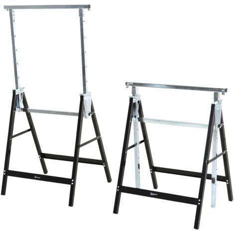 DURHAND Sägebock, Arbeitsbock, Hohenverstellbar, Faltbar, Metall, Schwarz, 68 x 56 x 80-130 cm, Belastbarkeit 200kg