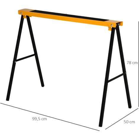 HOMCOM Arbeits Bock, Sägepferd, Unterstellbock, Klappbar, Rutschfest, Stahl, Orange, Schwarz, 99,5 x 50 x 78 cm, Belastbarkeit 125 kg