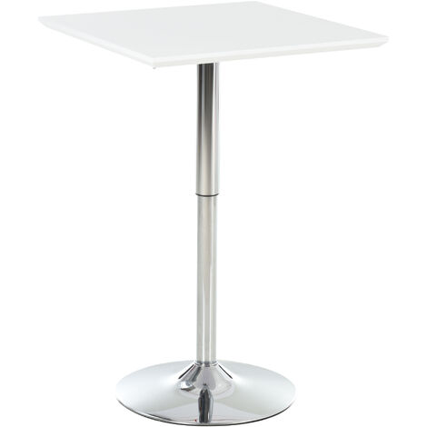 HOMCOM® Bistrotisch Pub Stahl Tisch Bartisch Höhenverstellbarer Weiß Stehtisch Quadratischer