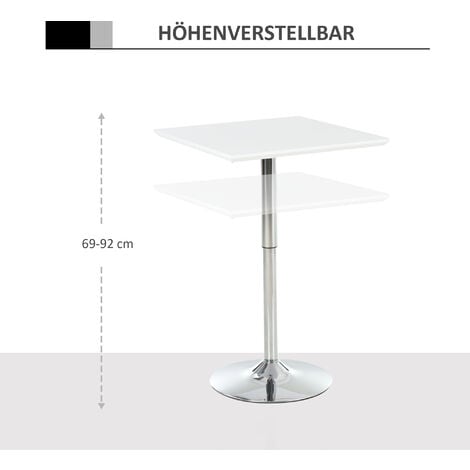 HOMCOM® Bistrotisch Pub Bartisch Höhenverstellbarer Quadratischer ...
