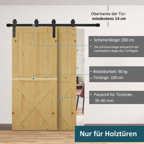 HOMCOM Schiebetürsystem Laufschiene Schiebetürbeschlag für Holzschiebetür 9 Zubehör Schwarz