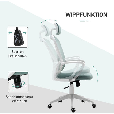 Vinsetto Bürostuhl Mit Wippfunktion Höhenverstellbarer Computerstuhl ...