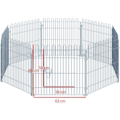 PawHut Freilaufgehege Welpenauslauf Welpenzaun Laufstall Welpengitter für Tiere 8-teilig B63 x H60 cm