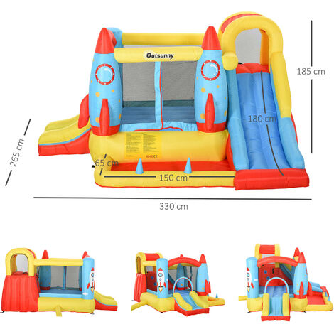 Outsunny Aufblasbare Hüpfburg Mit Rutsche Pool Für 3