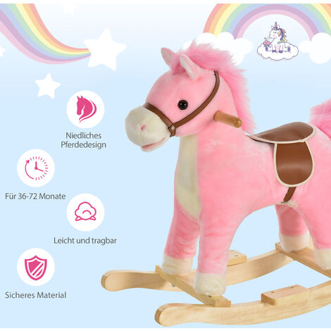 TE-Trend Reitpferd 70 Cm Spielzeug Schaukelpferd Pferd Zum Draufsitzen Braun, Mit Soundmodul