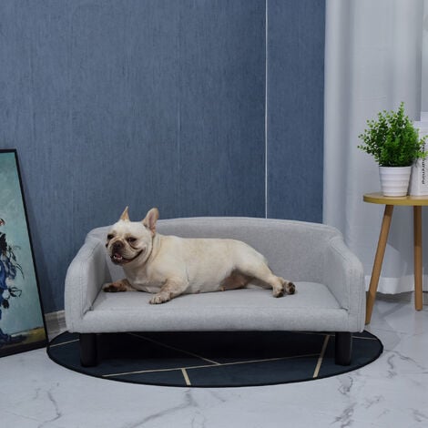 PawHut Hundesofa mit Weichem Bezug Haustiersofa mit Holzbeinen Hundebett 82  x 54 x 36 cm