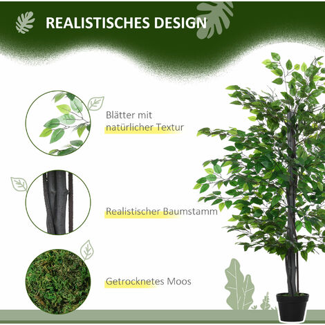 Künstlicher Kamelien-Baum Mit Gelben Blüten – 110 Cm, Für Drinnen & Draußen (inkl. Topf & Moos)