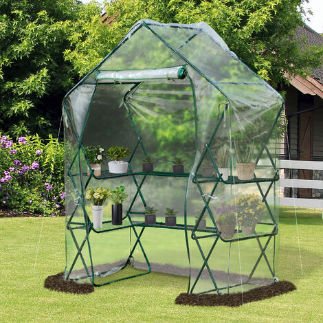 Outsunny® Tomatenhaus Gewächshaus Treibhaus mit Blumenregal