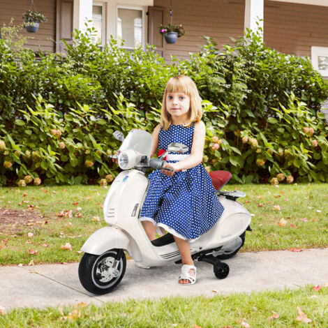 HOMCOM Elektro Kindermotorrad Elektromotorrad Kinder 3-8 km/h Elektro Motorrad mit 2 Stützrädern für Kinder ab 3 Jahre Blau Weiß