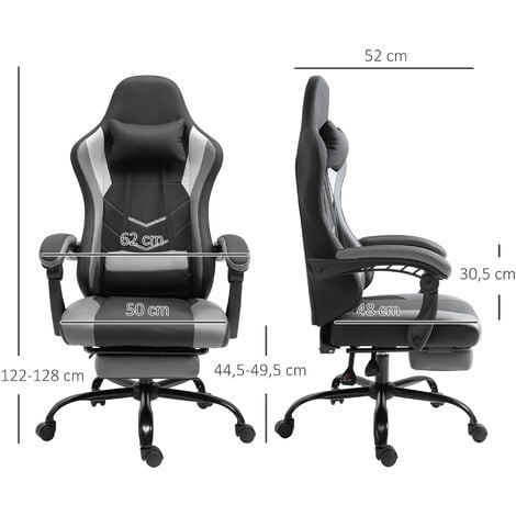 Gaming Stuhl PC-Stuhl Bürostuhl mit Einziehbarer Fußstütze Lendenkissen  Blau - Costway