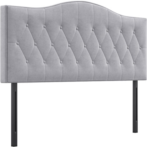 HOMCOM Kopfteil für Bett Polsterkopfteil Bett Kopf Rückenlehne Bettkopfteil in grau Pappel Samt Stoff 185 x 8 x 134 cm