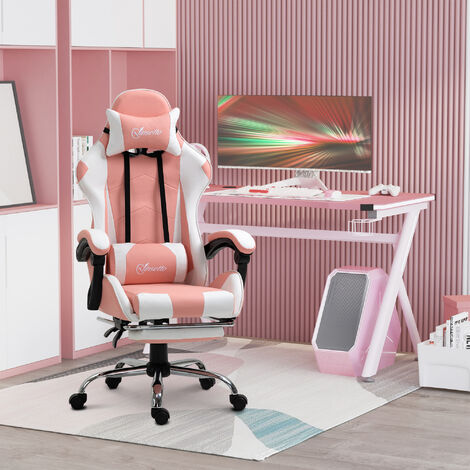 Vinsetto Gaming-Stuhl mit Kopfkissen, mit LED-Licht, mit