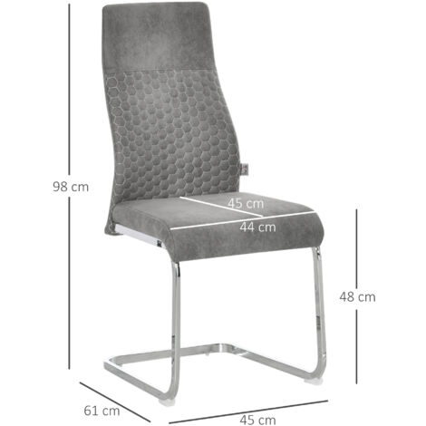 HOMCOM Esszimmerstühle 4er Set - Kunstleder, Rautengepolstert, Metallbeine, Max. 120 Kg