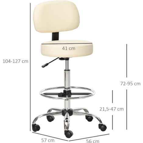 HOMCOM Barhocker 2er Set, Drehbar Barstühle Mit Fußstütze, Rückenlehne, Gepolstert Bistrohocker Mit Metallgestell, Tresenhocker Aus Kunstleder, 76,5 Cm Sitzhöhe, Schwarz
