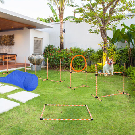 4-tlg. Hürdenset Für Hunde - Verstellbare Agility Stangen Mit Tasche