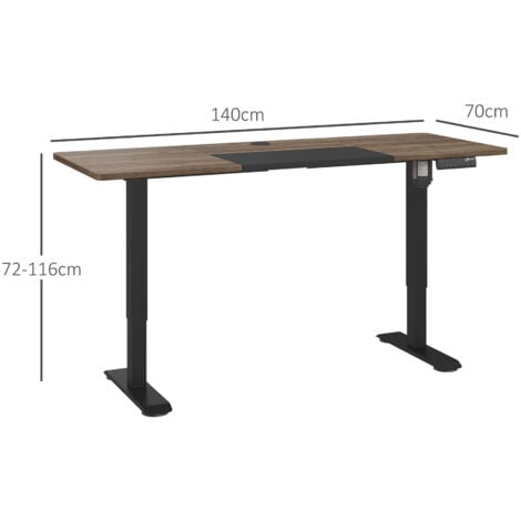 Vinsetto Höhenverstellbarer Schreibtisch Elektrisch 140 x 70 cm Computertisch mit 4 Memory-Steuerung, 4 tlg. Tischplatte, Steh-Sitz Tisch mit Anti-Kollision, Überhitzungsschutz Schwarz
