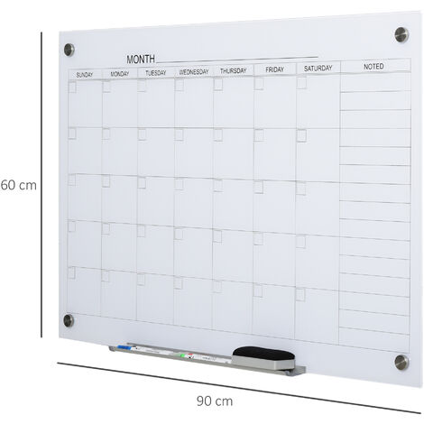 Vinsetto Whiteboard Whiteboard Kalender für Organisation Ferienpläne und Monatsplanungen inkl. 1 