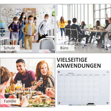 IVEI Kalender & Whiteboard Kombitafel – Mit Pinnwand, Marker & Staubwedel | 35,6x35,6 Cm, Rosa | Für Büro, Zuhause, Schule | Innovatives Wandorganizer-Set