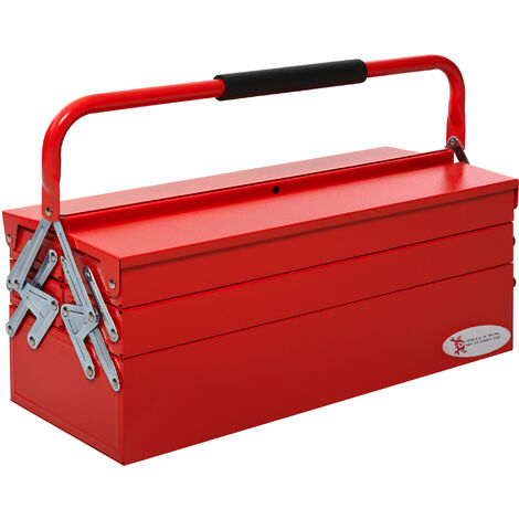 DURHAND Werkzeugkoffer Werkzeugkiste 5 Fächer aufklappbar Stahl (SPCC) Rot 56 x 20 x 41 cm